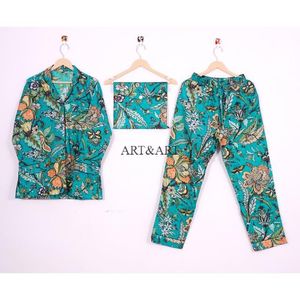 ชุดนอนผ้าฝ้ายพิมพ์ลายดอกไม้สไตล์อินเดีย สีสันสดใส แขนยาว สำหรับผู้หญิง - Product Image 6