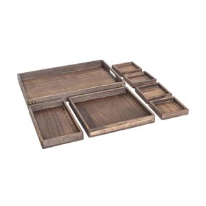 Meilleur ensemble élégant de 7 plateaux de service en bois avec poignée, plats à nourriture emboîtables, en gros pour l'exportation - Product Image 6