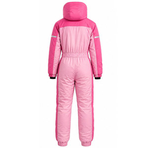 Combinaison de neige pour filles, couleur rose, à capuche, imperméable, longue, avec poches latérales, style décontracté - Product Image 3