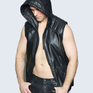 Gilets en cuir noir pour hommes, gilets de moto personnalisés, gilets de club de moto faits à la main, couture diamant, respirant - Product Image 1