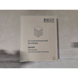 White Wooden Cat Litter <b>Box</b> Enclosure with Drawer Side Table Indoor Pet <b>Crate</b> Nightstand for Pet's Home - Product Image 2