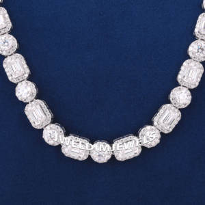 Cluster style solitaire diamond <b>necklace</b> in d vvs clarity for unisex style 925 sterling silver custom jewelry design - Product Image 3