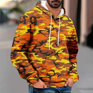 Sweat à capuche pour homme en molleton épais 380 GSM 100% coton, coupe ample, imprimé camouflage, poches kangourou, fabrication OEM sur mesure, best-seller - Product Image 4