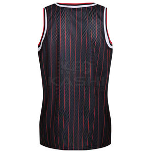Modern Design Printed Striped Sleeveless Basketball Jersey Custom Colors Fade Resistant Breathable Moisture-Wicking Fabric - Product Image 2