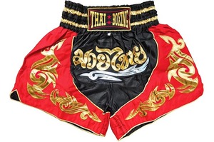 Pantalones Cortos de Boxeo Tailandés para Hombre, Satinados, Bordados con Patrón Dorado, Cintura Alta, Elásticos, Transpirables, Deportivos - Product Image 4