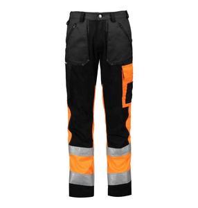 Pantalon de travail haute visibilité orange et noir pour homme, bandes réfléchissantes, plusieurs poches, uniforme de sécurité certifié CE - Product Image 1