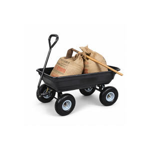 Carretilla de Polietileno Resistente de 7.0 Pies Cúbicos, Capacidad de 300 kg, Neumáticos Neumáticos de 10 Pulgadas para Transportar Leña, Tierra y Estiércol, Color Negro, ODGGAR027 - Product Image 1