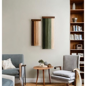 Tapiz Minimalista de Macramé Tejido, Decoración de Pared Abstracta con Rayas Verticales Rectangulares para Sala de Estar, Pieza Única - Product Image 6