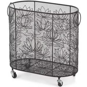 Panier à linge mobile en métal doré sur roulettes pour l'organisation des vêtements sales et des serviettes - Product Image 5