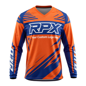 Jersey de Motocross 100% Poliéster al por Mayor, Diseño Personalizado, Transpirable, Estampado, Ropa de Carreras de Autos y Motocross - Product Image 1