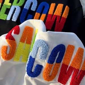 T-shirts personnalisés en coton/polyester brodés chenille, col en V, anti-plis, pour hommes et unisexe, grandes tailles, avec logo, vente en gros - Product Image 6