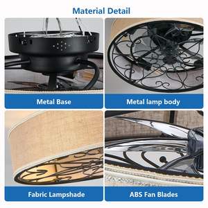 Ventilateur de plafond LED blanc de style ferme de 20 pouces, télécommande, profil bas, pales en tissu sans pales, montage encastré, 6 vitesses, réversible, silencieux, Fandalier pour - Product Image 6