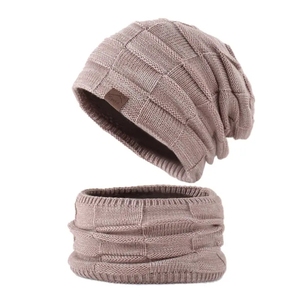 Ensemble bonnet et écharpe d'hiver, bonnet chaud en tricot doublé de polaire, cache-cou unisexe, ensemble deux pièces - Product Image 3