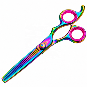 Ciseaux de coiffure multi-couleurs pour la texture des cheveux avec vis réglable, en acier inoxydable, pour la coiffure - Product Image 4