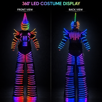 Costume de lutin LED Alien Armor WisdomTimes avec casque pointu, performance robotique LED pour spectacles sur scène, boîtes de nuit et KTV