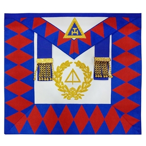 Delantal Masónico de Primera Calidad TYLER para Capítulo del Arco Real, para Barrera Estándar con Dos Borlas, Emblema Bordado a Mano con Hilos de Oro - Product Image 5