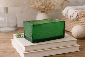 Porte-bougies et lanternes personnalisés en verre vert argenté effet mercure avec couvercle en bois de manguier, vides, pour décorations de Noël et de fêtes à la maison. - Product Image 2