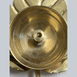 Mini Brass Oil Lamp for Table Decor <b>Leaf</b> Design Diya Ambient Restaurant <b>Lighting</b> Small Decorative Brass Lamp - Product Image 6