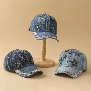 Casquette de baseball coréenne pour adultes, printemps-été, polyvalente, en jean, avec perles et strass, réglable, protection solaire, style mode - Product Image 5
