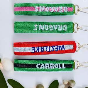 CRYSTAL CRAFT Porte-clés en perles de verre faites à la main avec design de lettres, bracelet de poignet, cadeau de rentrée scolaire - Product Image 1