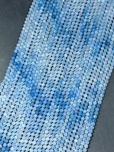 ลูกปัดพลอยอะความารีนธรรมชาติทรงกลมเหลี่ยมเพชรพลอย สีฟ้าสวยงาม คุณภาพสูง สำหรับทำเครื่องประดับ - Product Image 5