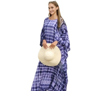 Robe longue de plage Kaftan Tie-Dye Marron en Coton Doux, Coupe Ample Grande Taille, Style Bohème, Idéale pour l'été et les vacances, Cadeau pour Elle - Product Image 1