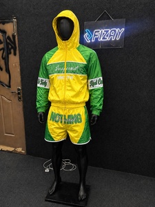 Conjuntos de Dos Piezas de Talla Grande Personalizados: Chaqueta Cortavientos de Satén con Cremallera y Pantalones Cortos, Estampado DTG, Estilo Urbano, 100% Poliéster, Otoño - Product Image 5