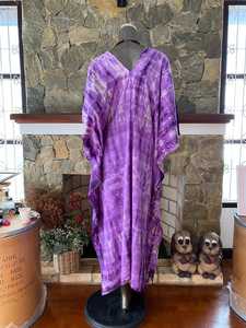 เดรสยาวผ้าเรยอนย้อมสีม่วงแบบชิโบริทรงคาฟตัน ไซส์พลัส สไตล์โบโฮ ทรงหลวมสำหรับผู้หญิง - Product Image 2
