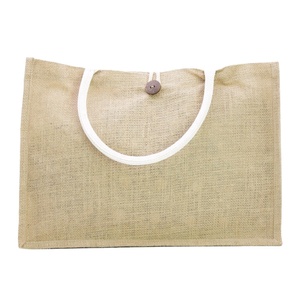 Vente en gros Sacs à provisions en jute pliable recyclables écologiques Sac fourre-tout en jute naturel avec logo imprimé personnalisé - Product Image 1