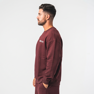 Sweat-shirt à col rond pour homme de haute qualité, couleur vin, en coton doux, décontracté, pour tous les jours - Product Image 4