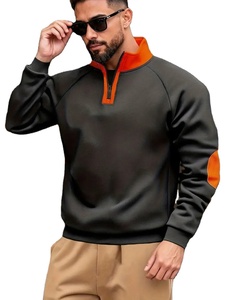 Ensemble décontracté deux pièces pour homme, automne-hiver, noir et blanc contrastés, col rond, sweat-shirt à manches longues, fermeture éclair, 100% coton - Product Image 2