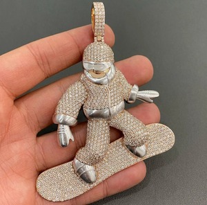 Colgante de compromiso de oro rosa con diamante cultivado en laboratorio certificado GRA, estilo hip hop, chapado en rodio, joyería de moda para mujer, estilo rapero Iced Out - Product Image 1