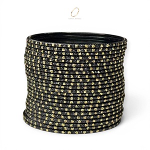 Wholesale Ethnic Indian Jewelry Black Glitter Gold Plated Crystal Trendy Bangles for Bridal and Festive Wear for Women Low Price - Product Image 4