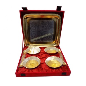 Vente chaude en gros métal plaqué argent et or bol ensemble de 9 pièces parfait pour Diwali noël Eid mariage retour cadeaux - Product Image 1