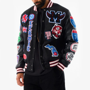 Custom <b>Men's</b> Letterman <b>Varsity</b> <b>Jackets</b> Warm Winter Baseball <b>Bomber</b> Leather Sleeves Embroidered Logo High School Style <b>Jacket</b> - Product Image 4
