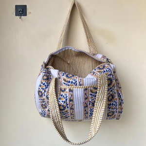 Sac fourre-tout matelassé vintage bohème léger de couleur unie, grande capacité, en coton, avec doublure en coton doux, vente en gros - Product Image 1