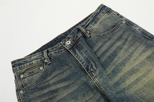 Vaqueros Casuales de Mezclilla para Hombre, Estilo Punk, Transpirables, Lavado a la Piedra, Corte Recto, Cintura Media, Ligeros, Ajuste Regular - Product Image 3