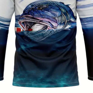 Camisetas de Pesca Deportivas con Logotipo Personalizado para Hombre, Camisetas Transpirables de Poliéster y Elastano con Estampado por Sublimación, Chaquetas para Uso en Exteriores y Caza - Product Image 4