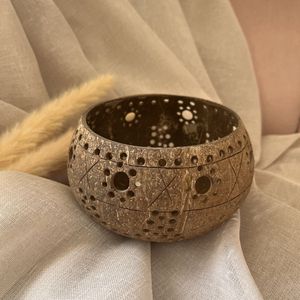 Eco Friendly Rustic Carved <b>Coconut</b> Shell Tealight Holder Handmade Hollow Out <b>Candle</b> Lantern Art Home Spa Table Decoration - Product Image 4