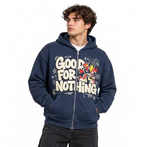 Sweat à capuche zippé pour homme, coupe athlétique, en molleton de coton, avec motif graphique lettres West End Varsity, durable et confortable - Product Image 4
