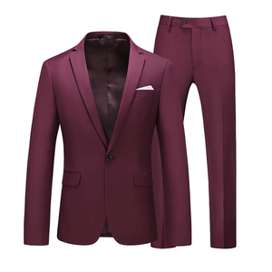 Burgundy Sequin Stage <b>Blazer</b> Men Striped Single Breasted Luxury Party Suit Shiny Performance Custom Wholesale Men’s Suits <b>Sets</b> - Product Image 1