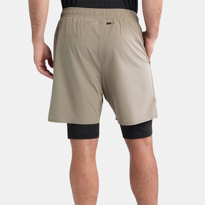 Hot Sale Double <b>Layer</b> Fitness Short 2 in1 5 Inch Inseam Elastic Waste Nylon Polyester Streetwear Sportswear Men Short - Product Image 2