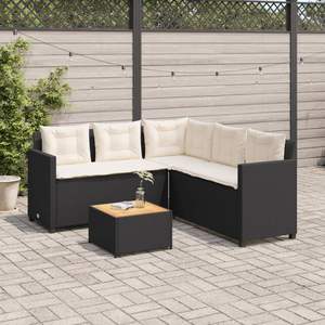 Divano Patio a forma di L con tavolo e cuscini nero Poly Rattan Set da giardino - Product Image 3