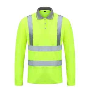 T-shirt de travail haute visibilité en polyester personnalisé, orange, manches longues, unisexe - Product Image 2