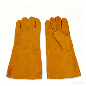 14 Inches Palm Reinforced Fleece Lining Goat Skin Leather Tig Welding <b>Gloves</b> Hot Sale Top Quality Safety Work <b>Gloves</b> For Welder - Product Image 3