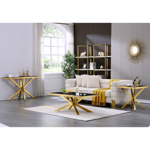 Modern Metal Side <b>Table</b> with Tempered Glass Top Luxury Accent <b>Table</b> <b>for</b> Living Room Bedroom Contemporary Furniture - Product Image 3