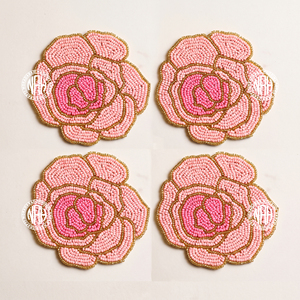 Juego de Posavasos Boho con Cuentas Florales, Turquesa, Redondos, Decoración de Mesa con Flores Mughal, para Vasos y Tazas, Venta al Por Mayor - Product Image 2