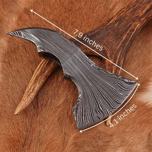 Tête de hache à double lame en acier de Damas forgée à la main, qualité industrielle supérieure, manche en bois personnalisable pour la chasse et le camping - Product Image 4