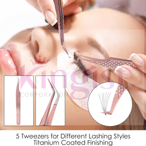 Set of 6 Eyelash Extension Tweezers Stainless Steel Lash Picking Remover and Lash Clip <b>Tool</b> for Professional and Home Use - Product Image 4