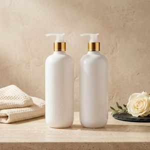 Bouteille en plastique PET blanche de 500 ml avec pompe à lotion dorée, emballage cosmétique pour shampoing, gel douche, capacité et couleur personnalisées, certifiée ISO, OEM/ODM - Product Image 5